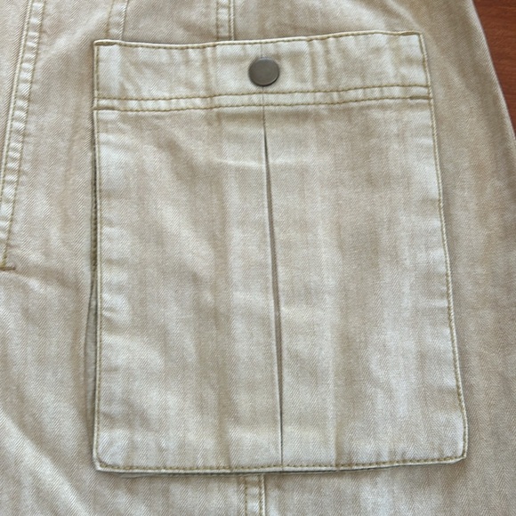 Free People Denim Wash Cargo mini skirt SZ 6 Khaki Yellow Bohemian pockets - Picture 10 of 14